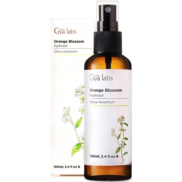 Gya Labs Orange Blossom Hydrosol for Skin Care and Hair Care - Neroli Face Mist Spray for Oily and Dry Skin - Hair Spray to Tame Frizzy Hair - 100 Pure Unrefined Essential Oil Spray Body Mist - 100ml