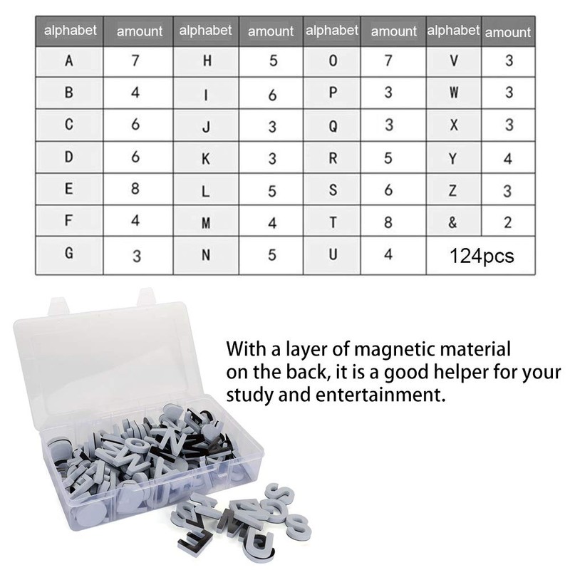 Doolland 124-Piece Fridge Magnetic Letters Gift Set Alphabet Magnets with