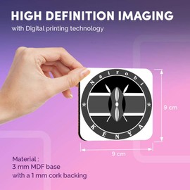 Destination Vinyl ltd Great Coasters (Set of 4) Square - BW - Kenya East Africa Nairobi Flag Travel Drink Glossy Coasters/Tabletop Protection for Any Table Type #40129