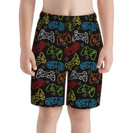 JINJINKIANG Colourful Video Game Player Gamer Joystick Gaming Console Boys Swim Trunks with Compression Liner Swim Shorts Swimwear Quick Dry Boy Bathing Suit Beach Swimsuit Toddler
