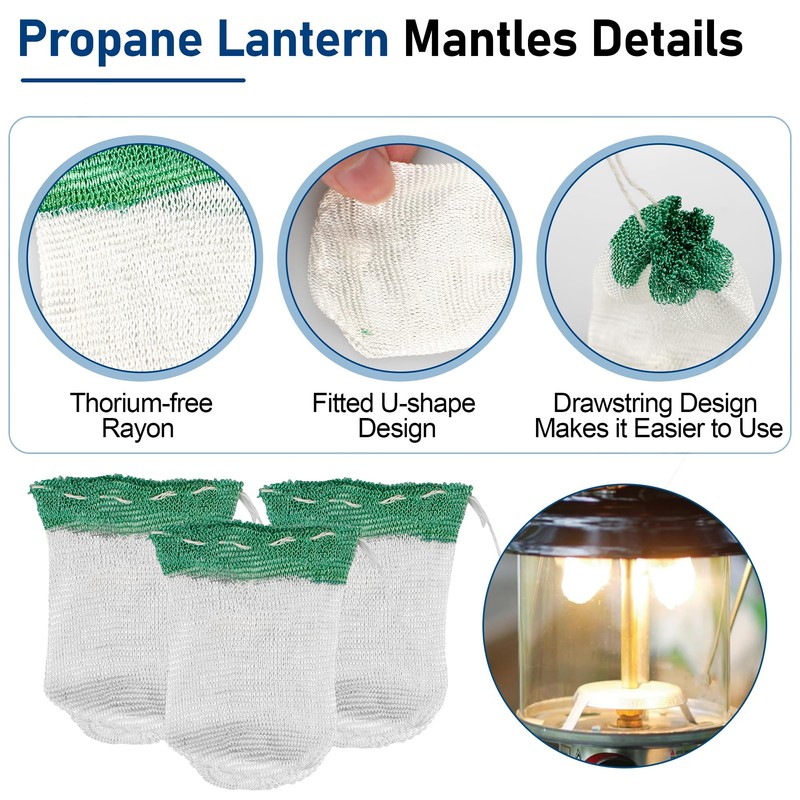 10 Pcs Propane Lantern Mantles with Lantern Globe Replacement Glass