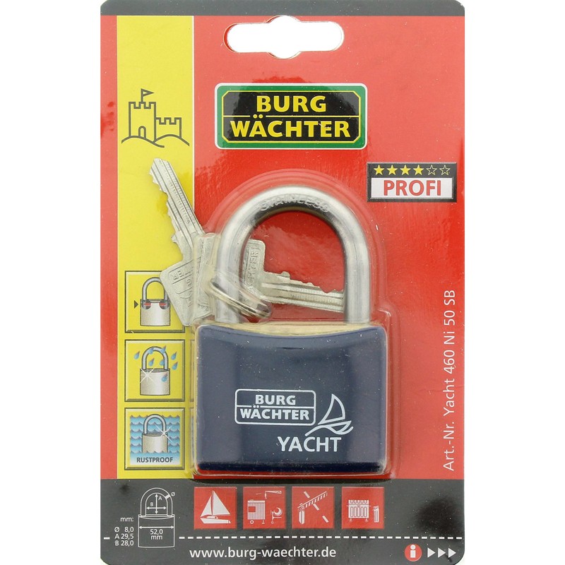 Burg-Wächter Yacht 460 Ni 50 SB Brass Padlock - Blue