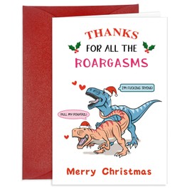 JUESMOS Funny Christmas Card for Men Women - Christmas Greeting Card with Envelope Naughty Christmas Card for Him Her - Inappropriate Rude Christmas Card for Adults Wife Husband Boyfriend Girlfriend