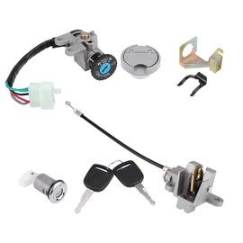 Ignition Key Lock Scooter Hiker Helmet Compartment Lock Ignition Lock Key Lock Fuel Cap Set Ignition Lock Cylinder Ignition Switch for GY6 50cc Jonway Taotao Roketa Scooter Moped Bike