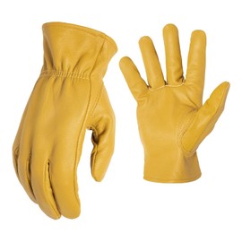 AWP Guantes de trabajo de piel de cabra de grano para hombres y mujeres, fabricados con piel de cabra auténtica de grano superior, talla L