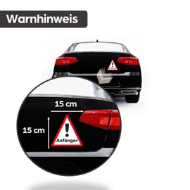 SL group - 2 stickers "Achtung Anfänger" in 15 x 15 cm made of high-quality magnetic film - Vorsicht driver novice warning sign for car, truck and motorhome magnetic - magnetic notice sign for car