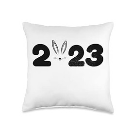 2023 Chinese New Year Zodiac Gifts And Apparel Family Matching 2023 Zodiac Lunar Rabbit Chinese New Year Throw Pillow, 16x16, Multicolor