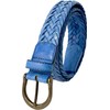 [FashionBerry] ブルー イタリア製 本革 ベルト メンズ レディース メッシュ イタリアン レザー