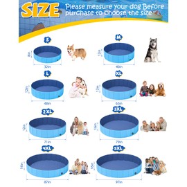 YSJILIDE Foldable Dog Pool, Portable PVC Dog Pet Swimming Pool, Collapsible Plastic Dog Bath for for Large Medium Small Dogs & Kids (S-32"x 8" Blue)