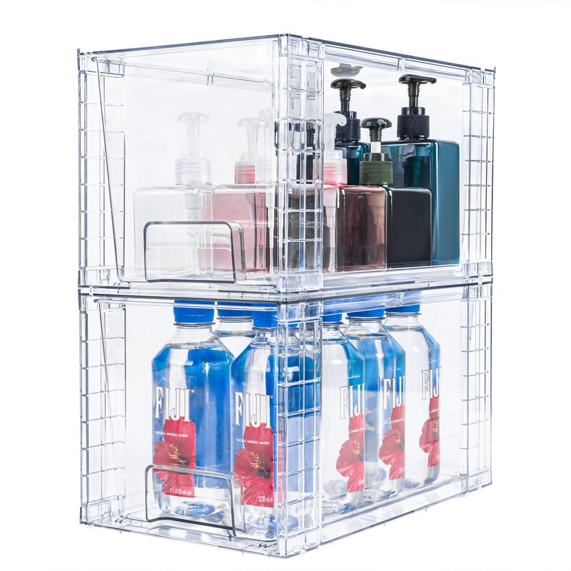 Zero Zoo 4Pack Large Stackable Kitchen Storage Drawers Holder, Clear