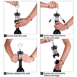 Foho - Abrebotellas de vino multifuncional, sacacorchos de ala para todas las botellas de corcho y tapas de cerveza, sacacorchos de camarero de lujo con juego de tapón para entusiastas del vino