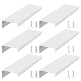 DHSBGWSX Pack of 6 Hidden Door Handles, White Furniture Handles, Metal Drawer Handles, Cabinet Handles, Aluminium Alloy Handles, Suitable for Kitchen, Bedroom