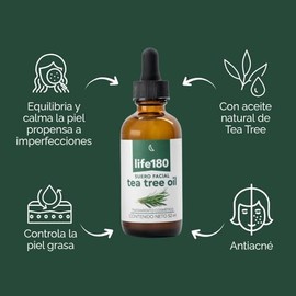 Life180, Tea Tree Suero Facial para control de grasa y acné, para todo tipo de piel, 2 frascos de 52 ml, 104 mililitro, 2