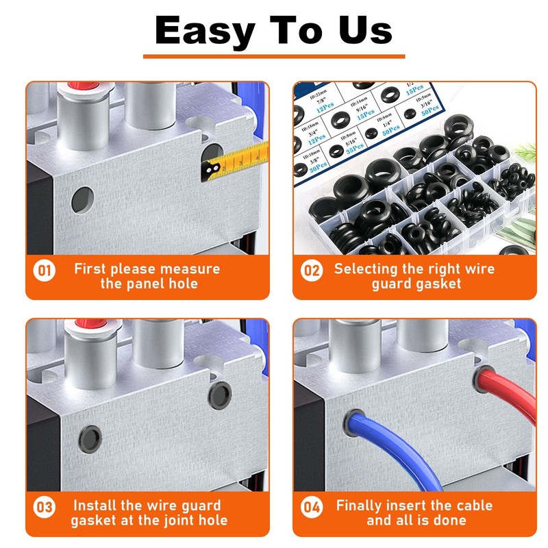 231pcs Rubber Grommet Kit,Rubber Cable Hole Plug Gasket for Wire