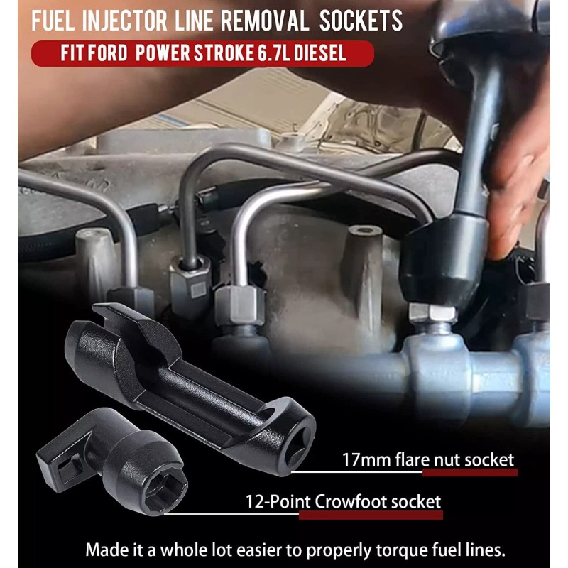 LL-Auto Fuel Injector Line Removal Tool 17MM Socket for 6.7L