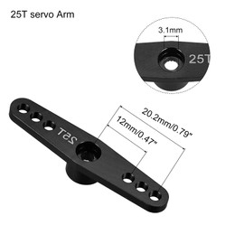 sourcing map 25T Servo Arm Horn Double Offset M3 Black for Servo Repair Parts Accessories (3.1 mm)