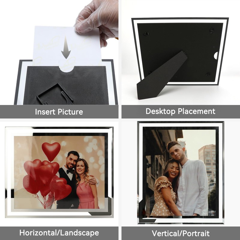Cokiyaya 8×10 Picture Frame, Silver Glass Photo Holder, Tabletop Use