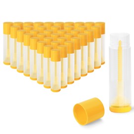 50Pcs Lip Balm Tubes Empty 5.5ml(0.18 oz)- BPA Free Twist-Up Containers with Color Caps, Leak-Proof DIY Lip Balm, for Homemade Lipstick, Yellow Cap