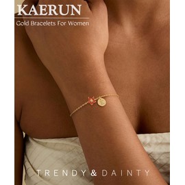 Initial Birthstone Gold Bracelets for Women Dainty Flowers Birthstone Bracelets Non tarnish 14K Gold Plated Letter Charm CZ Bracelet Trendy for Friends and Daughter Birthday Bridesmaid Jewelry Gifts