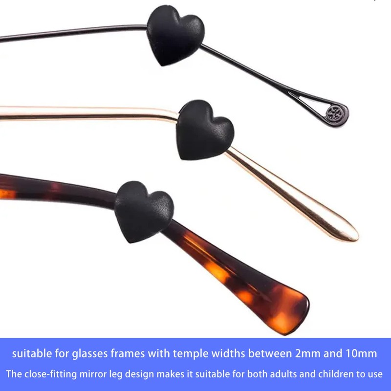 KECHIO Eyeglasses Ear Grip Heart-Shaped Silicone Retainers Soft Ear Hooks