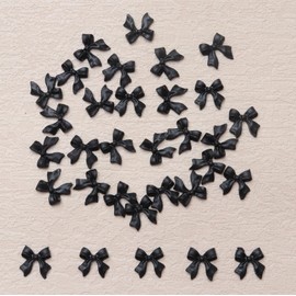 Ruwado 100 Pcs Bow Nails Charms Small 3D 1.1 x 1.1 cm Flatback Acrylic Resin Rhinestones Bowknot Charms for Women DIY Manicure Nail Decoration (Black)