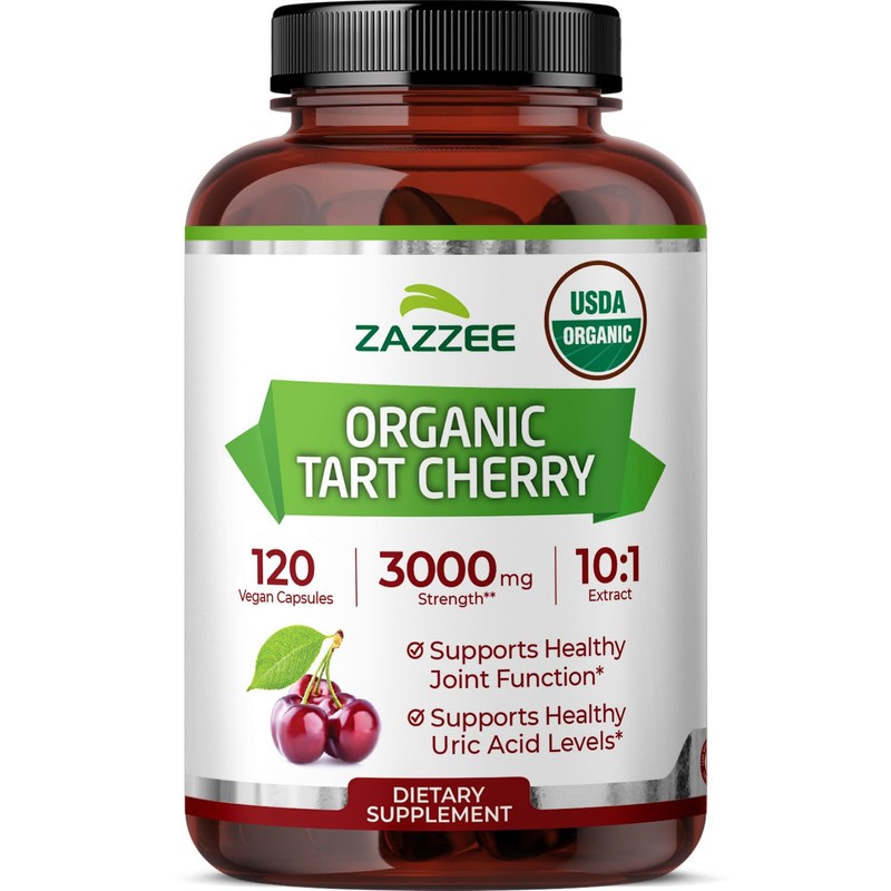 Zazzee USDA Organic Tart Cherry 10:1 Extract, 120 Vegan Capsules,