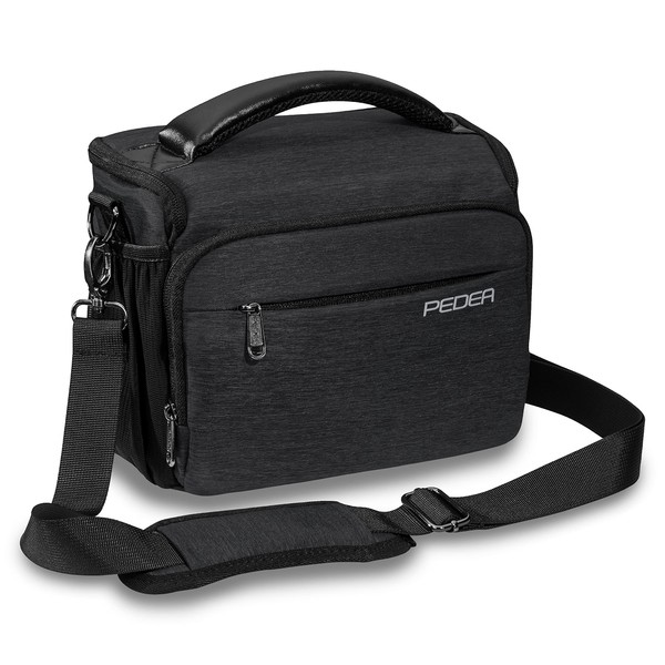 PEDEA DSLR camera bag "Noble" Camera bag for SLR cameras with waterproof rain cover, carrying strap and accessory compartments, Size XL, anthracite