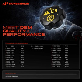 A-Premium Coolant Reservoir Expansion Tank Cap Compatible with Volvo XC90 2003-2014, S60 2001-2009, XC70 2003-2007, S80 1999-2006, C70, S90, S40, 740, 745, 760, 780, 850, 940, 960, S70, V40, V70, V90