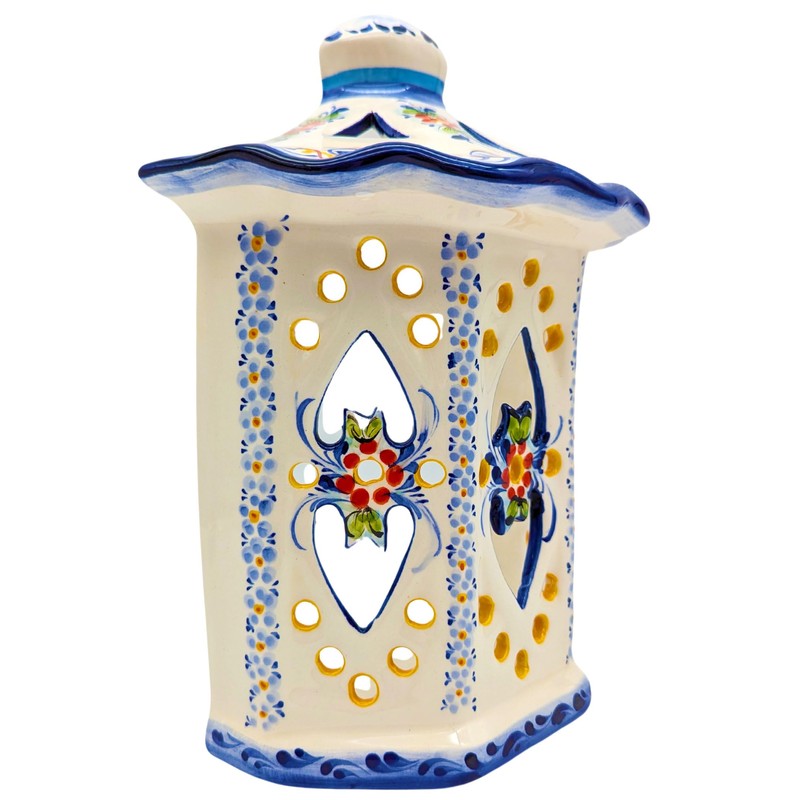 Generic Portuguese Pottery Hand Painted Alcobaça Ceramic Wall Lantern (Large)