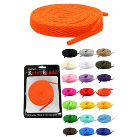 KutsuGoods Flat Shoelaces, Carefully Selected Materials, 39.4 inches (100 cm), 47.2 inches (120 cm), 55.1 inches (140 cm), 63.0 inches (160 cm), Width: 0.3 inches (8 mm), neon-orange