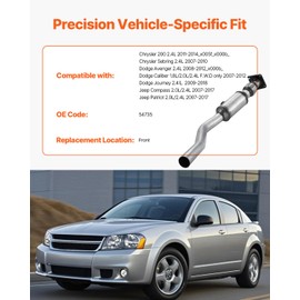 VEVOR Catalytic Converter, Compatible with Chrysler 200 Sebring/Dodge Avenger Caliber Journey/Jeep Compass Patriot, 2.4L L4, Front, Replacement OE 54735, High Flow for Purifying Vehicle Exhaust Gases