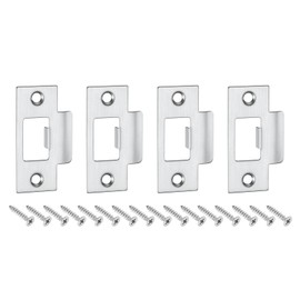sourcing map 4Pcs Door Strike Plate, 70mm x 40.3mm Stainless Steel Latch Deadbolt Replacement Lock Strike Plate for Door Frame Door Jamb Reinforcement, Silver