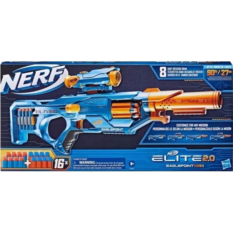 Nerf Elite 2.0 Eaglepoint RD-8 Blaster 8 Dart Drum Ages