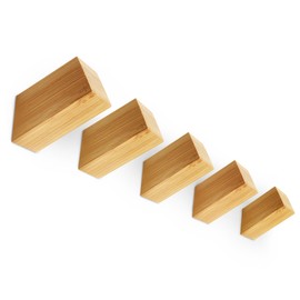 luXva® Bamboo Wall Hooks, Pack of 5, Natural Wooden Coat Hooks for Jackets, Coats, Scarves, Handbags, Hats and More, Minimalist Handmade Coat Hooks