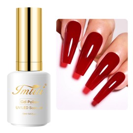 Imtiti Red Gel Nail Polish, 15ML Cherry Dark Red Gel Polish Christmas Red Soak Off LED UV Autumn Winter DIY Art Starter Manicure Salon