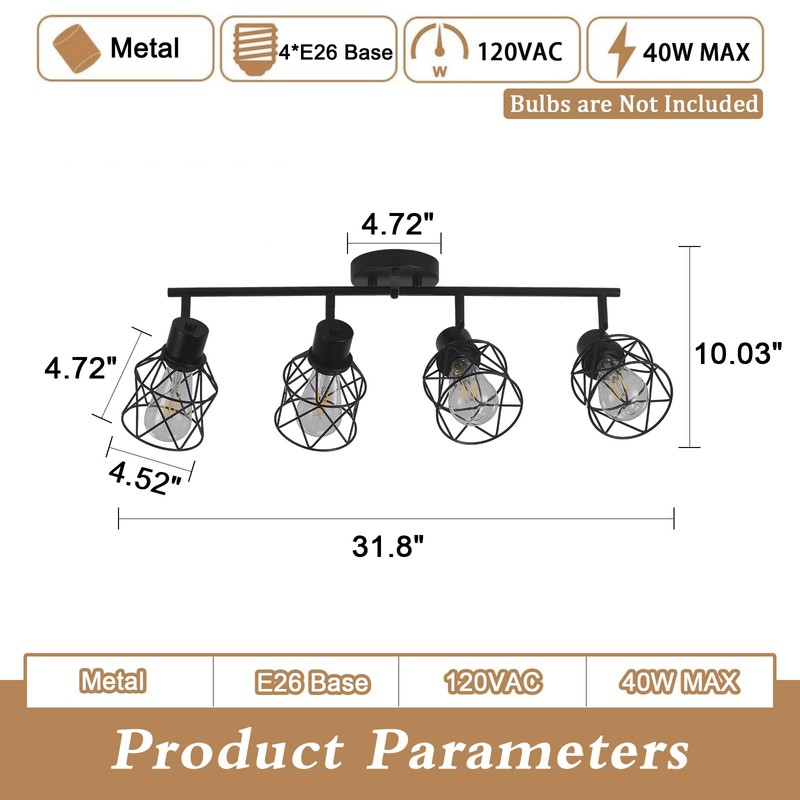 BUXVRCS Adjustable Multi-Directional Black Light Fixtures, Semi Flush Mount Ceiling