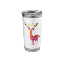 unique Reindeer deer doe stag collage art Christmas Lights Stainless Steel Insulated Tumbler