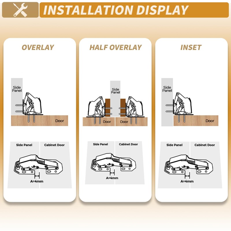 2-Pack Hidden Hinges Soft Close Surface Mount Kitchen Cabinet Hinges,