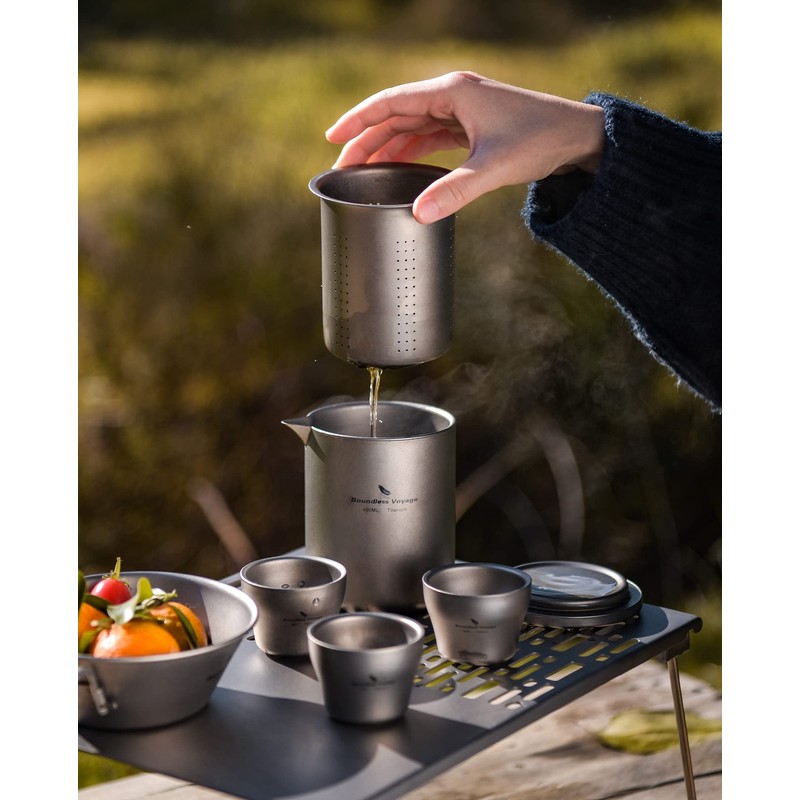 iBasingo 400ml Titanium Tea Maker and 3 Tea Cups Set