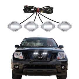 Front Bumper Grill Lights for Nissan Frontier 2009-2021 Accessories LED Running Marker Accent Lights DRL Fits PRO 4X S SL SV Desert Runner OEM Grille Insert (White)