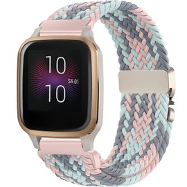 VELULYX Nylon Braided Strap Compatible with Garmin Venu Sq/Sq Music/Venu Sq 2/Sq 2 Music, 20 mm Elastic Bracelet for Garmin Venu 2 Plus/Vivoactive 3/Vivoactive 5/Venu/Vivomove HR/Forerunner 55 245 645