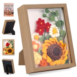 Qzma Sunflower Crochet Kit with Photo Frame, Sunflower Knitting Weaving Set with Yarn, Hooks, Instruction, Stitching Markers, Fiber Fill, Floral Wire, Crochet Set for Mother's Day, Thanksgiving Day