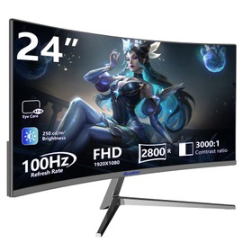 Sealan 24 Inch Curved Gaming Monitor,100HZ MPRT 3ms,FHD 1080P Computer Monitor Freesync 99% sRGB HDR,for Home Office Gaming Visual Experience for Work,VGA HDMI Interface