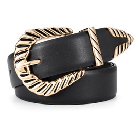 XZQTIVE Western Belt for Women, Cowgirl Country Leather Belt, Vintage Modern Rodeo Belt for Jeans Pants Dresses, Black