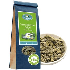 Dalmatian Sage 200 g - Mild Aromatic Sage Tea - Dried Leaves - Intensely Scented and Spicy - Peppermintman