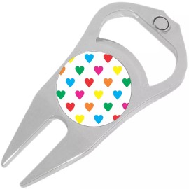 NewCharms Hearts on White Golf Ball Marker Divot Repair Tool Bottle Opener
