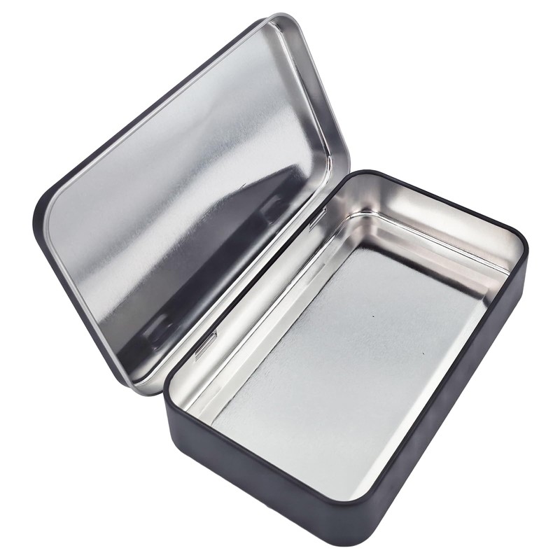 Thintinick 6 Pieces Rectangular Metal Empty Hinged Tins Containers Basic