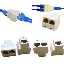 VizGiz 4 Pack RJ45 Splitter Connector Adapter 1 to 2 Female Port Plug 3 Way CAT 5 6 LAN Ethernet 1x2 Coupler Double Socket Network Inline Cat5 Cat5e Cat6 Cables Hub for PC Laptop Camera