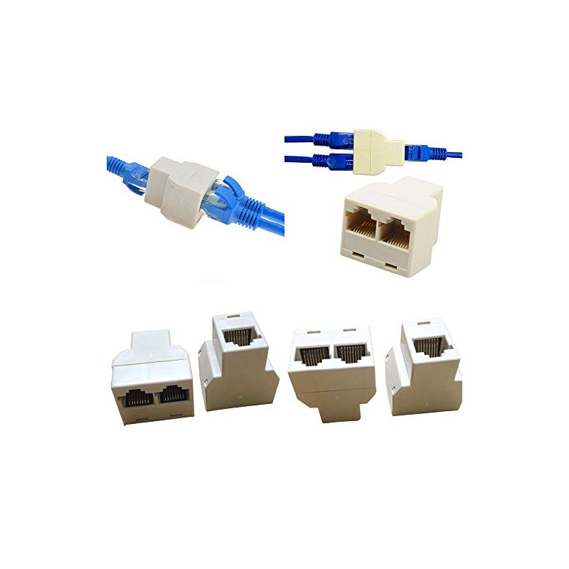 VizGiz 4 Pack RJ45 Splitter Connector Adapter 1 to 2