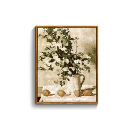 crmotu Vintage Framed Botanical Wall Art Canvas Prints, Lemon Floral Wall Art for Living Room Bedroom Decor Aesthetic, Modern Farmhouse Wall Decor Oil Paintings 8"x10"